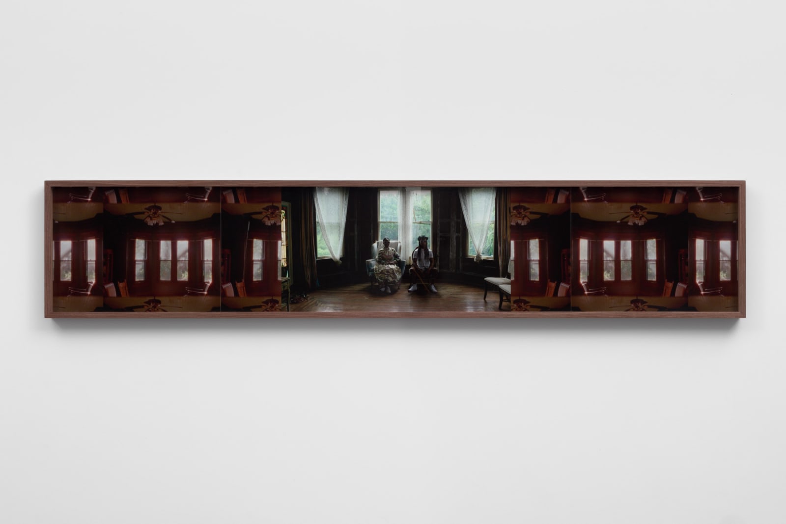 Allison Janae Hamilton, Split Screen Film Still from 'A House Called Florida' (Sister and Brother in Parlor), 2022