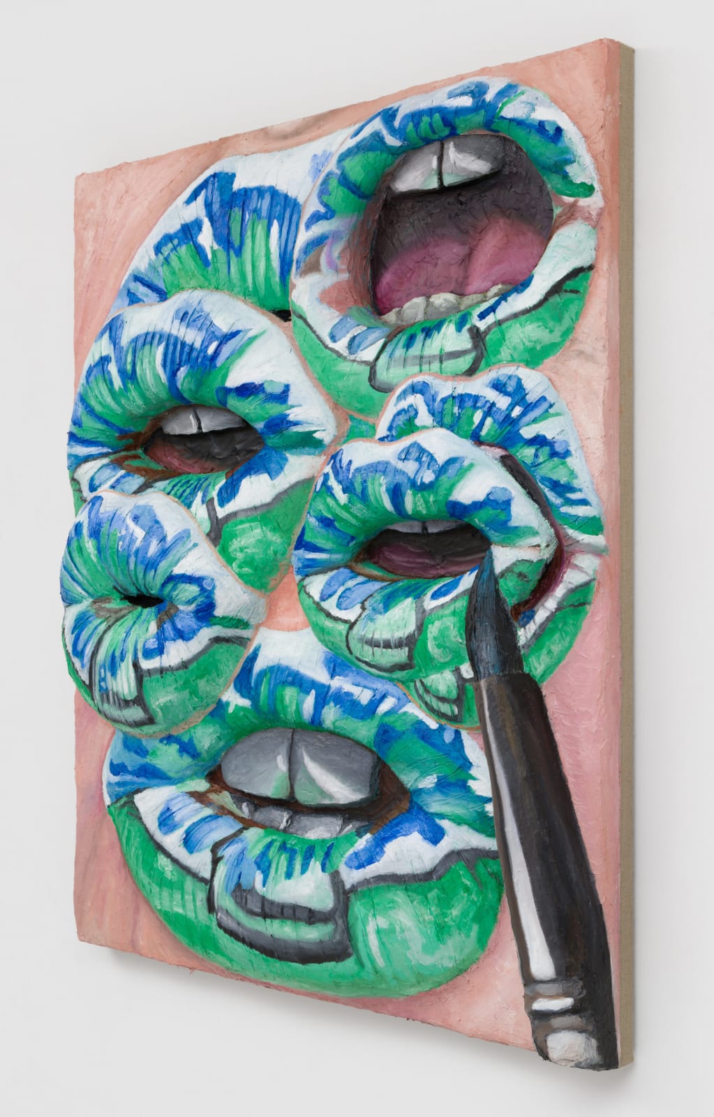 Gina Beavers, Painting Van Gogh’s Irises on my lips, 2023