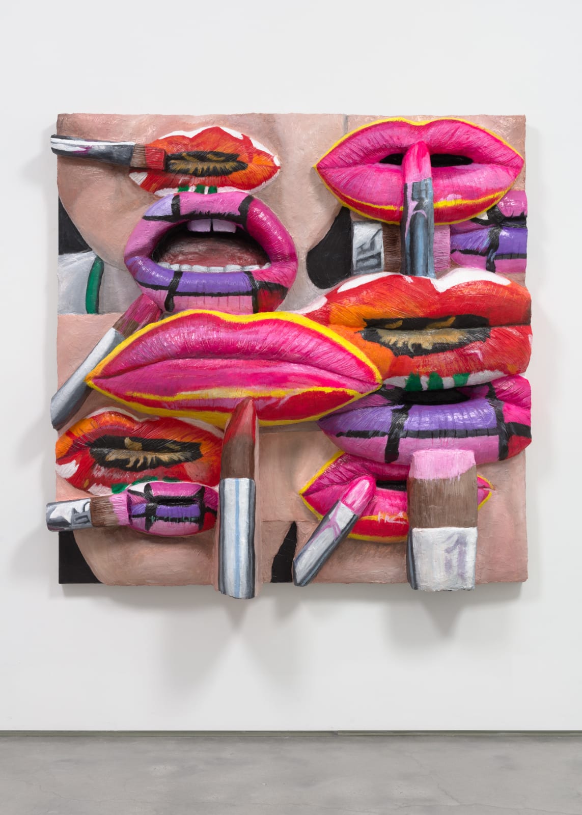Gina Beavers, Painting Georgia O'Keeffe, Rothko and Pink Mondrian on my lips, 2021