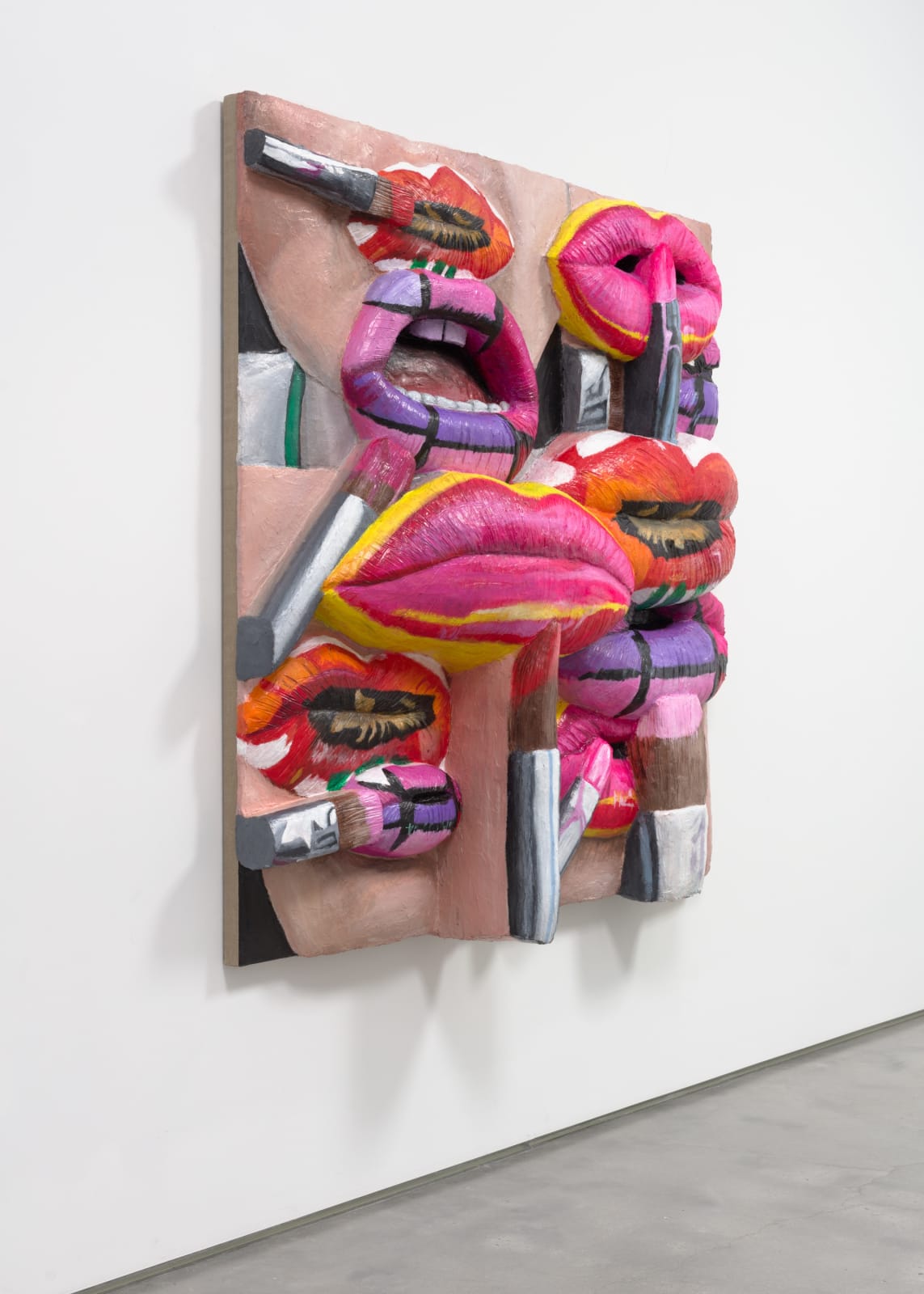 Gina Beavers, Painting Georgia O'Keeffe, Rothko and Pink Mondrian on my lips, 2021