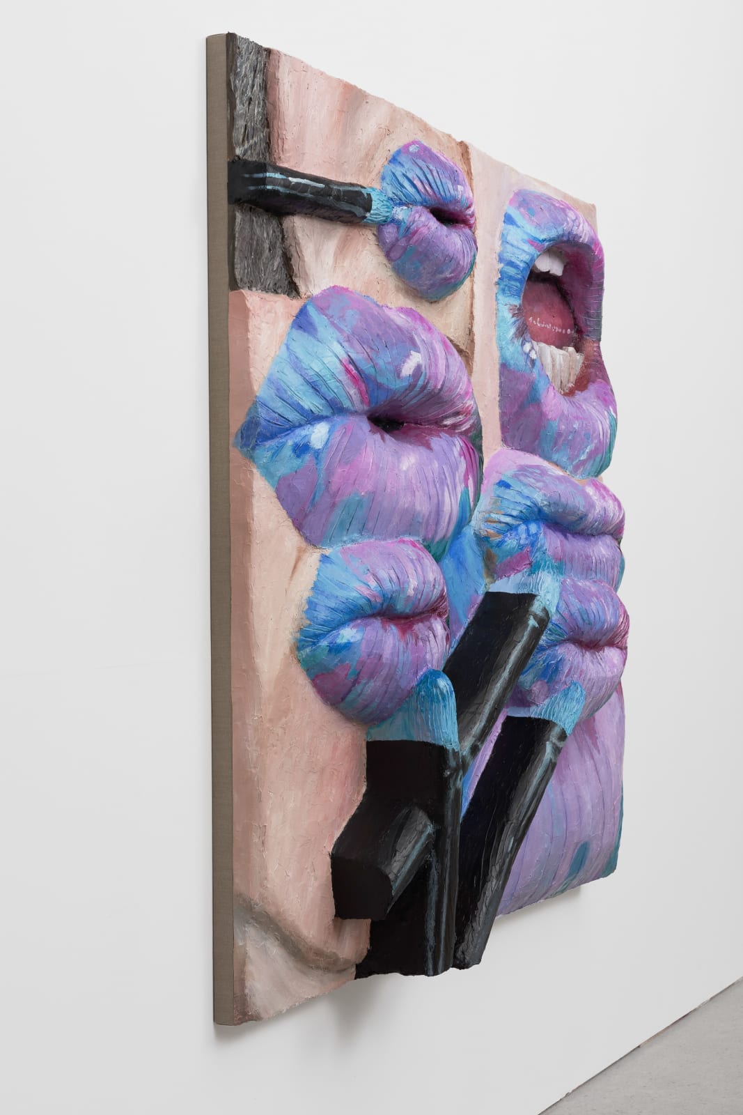 Gina Beavers, Painting Monet’s Waterlilies on My Lips, 2022