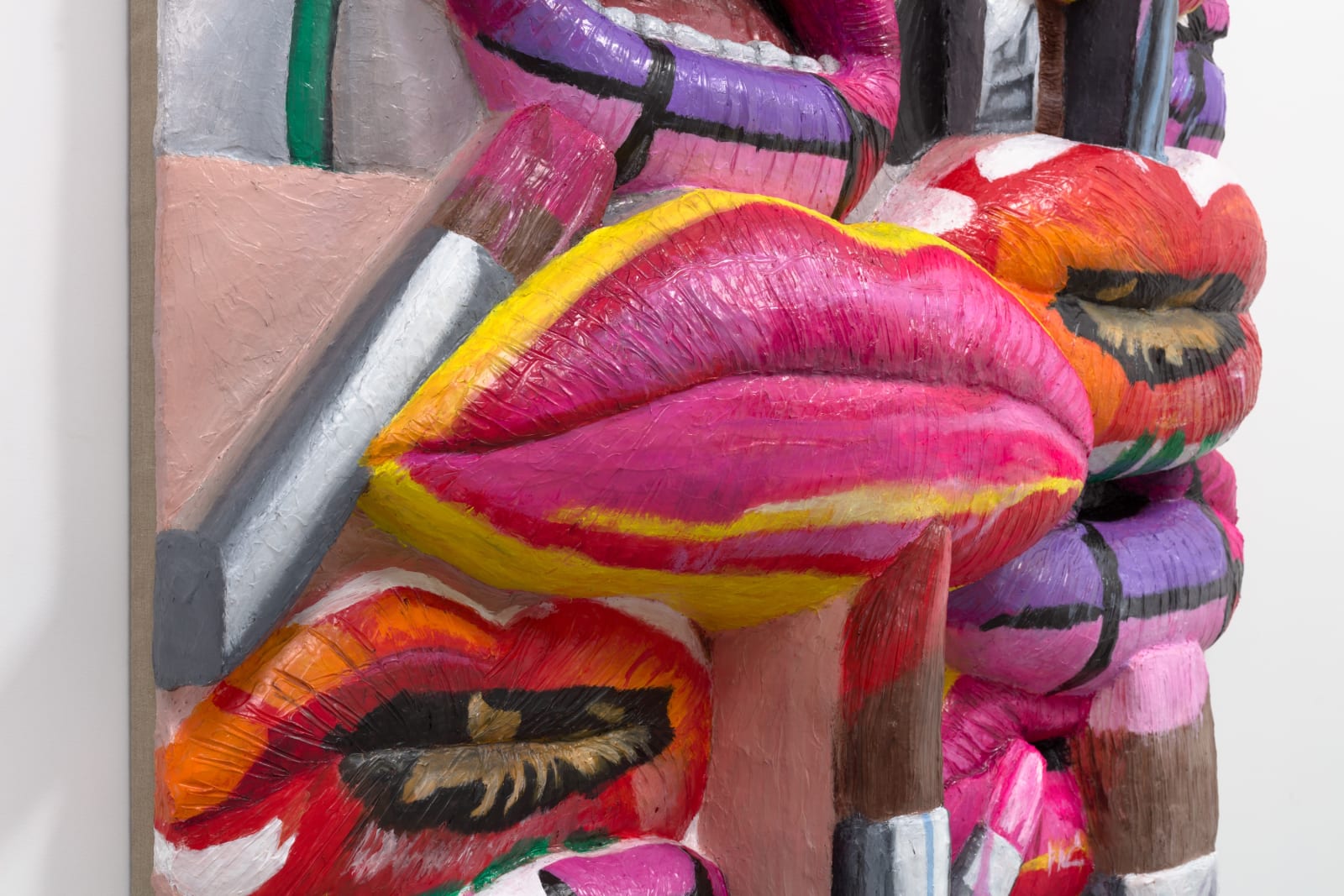 Gina Beavers, Painting Georgia O'Keeffe, Rothko and Pink Mondrian on my lips, 2021