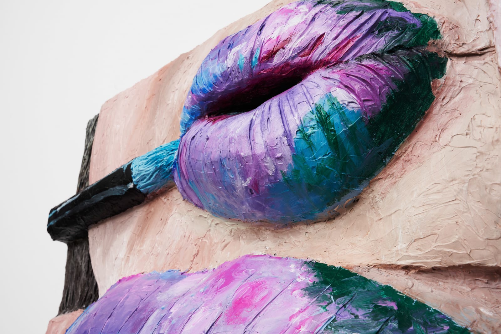 Gina Beavers, Painting Monet’s Waterlilies on My Lips, 2022