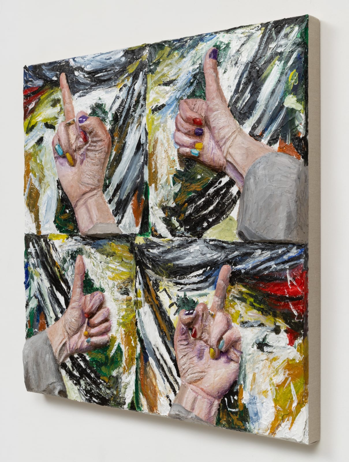 Gina Beavers, Chloe matching, flicking off De Kooning, 2021