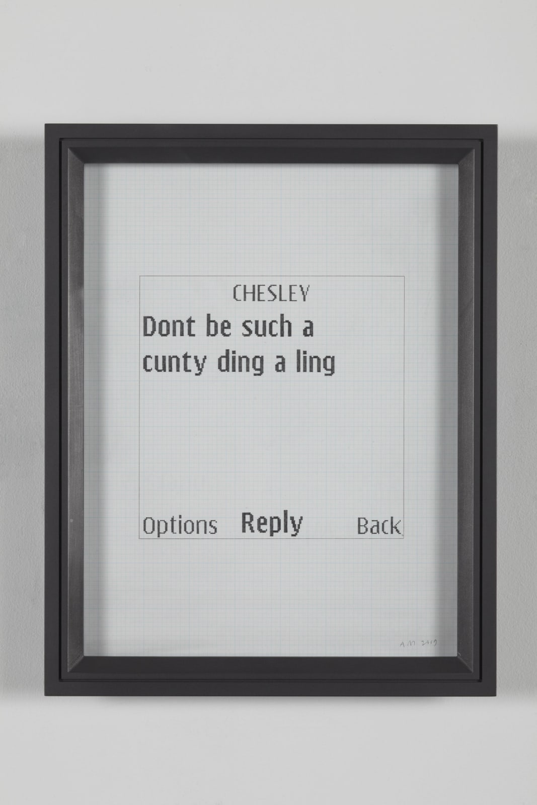Adam McEwen, Untitled Text Msg (Chesley), 2009