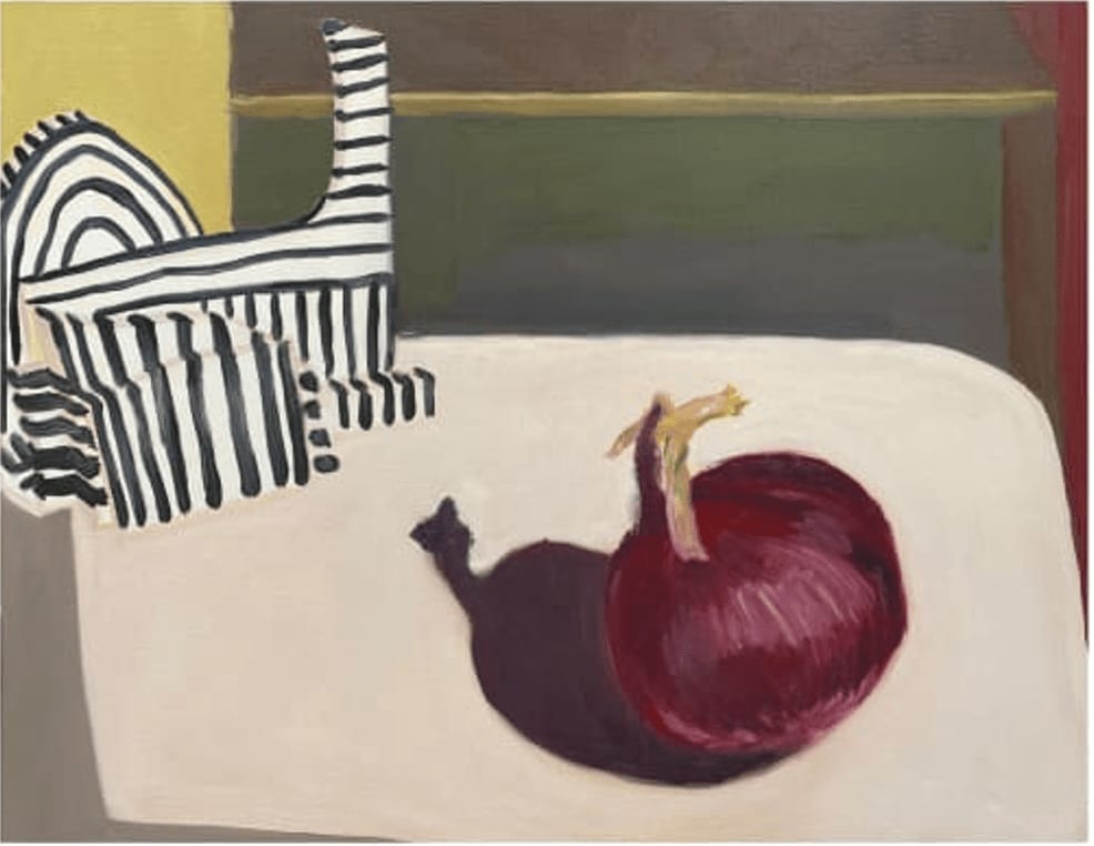 Nancy Murphy Spicer, Red Onion with Striped Sculpture, 2020
