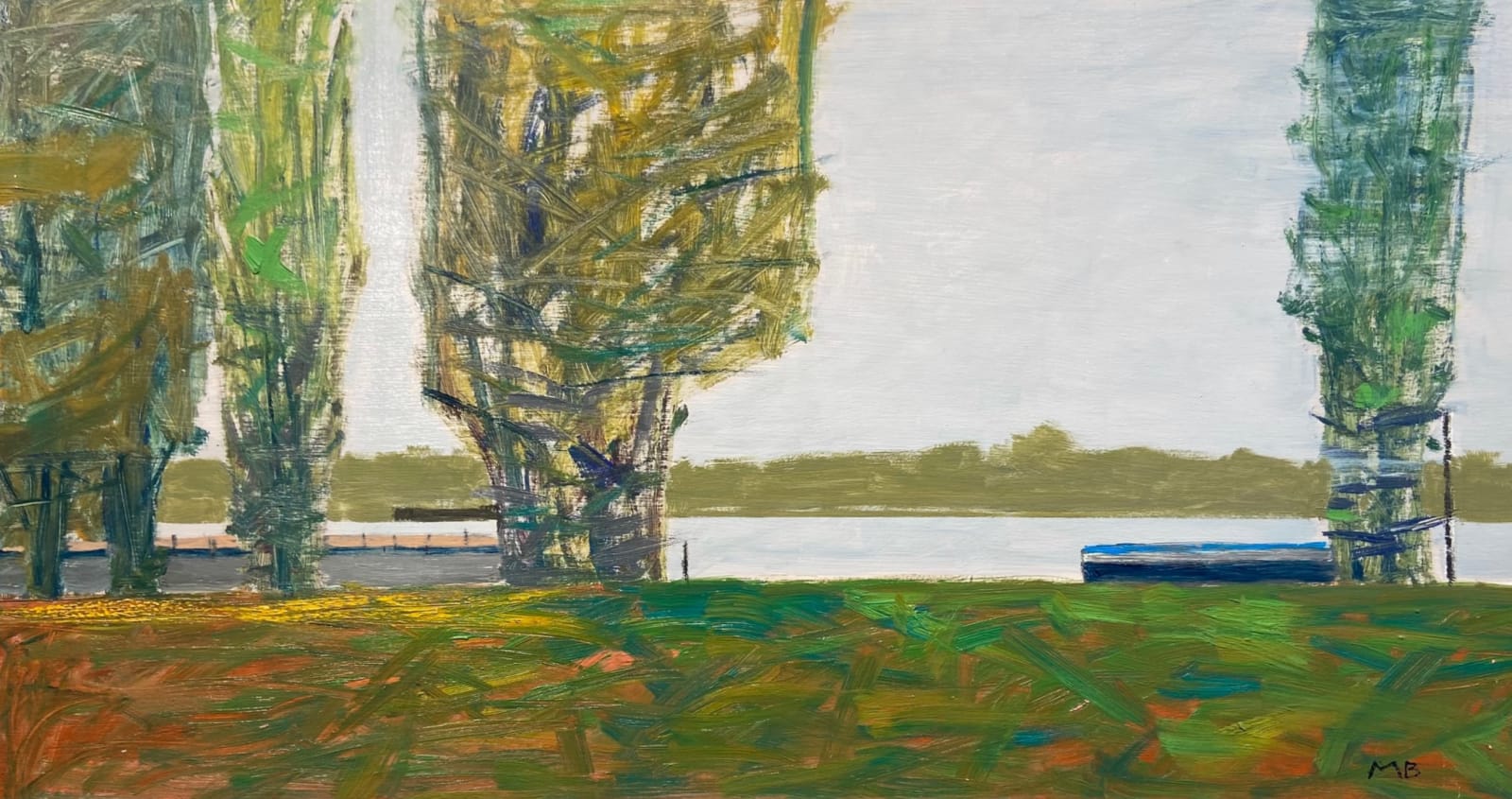 Mac Ball, River Levee with Barges I