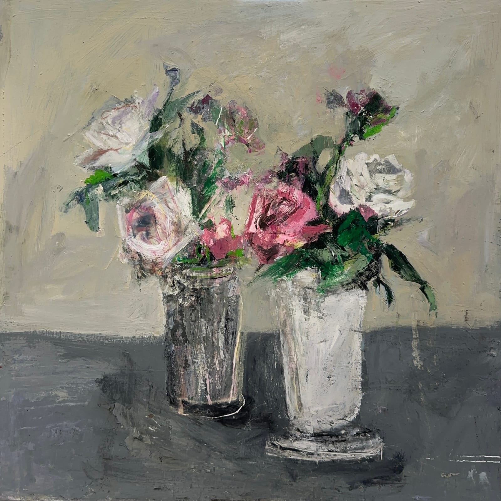 Cate West Zahl, Two Spring Arrangements (Roses), 2025