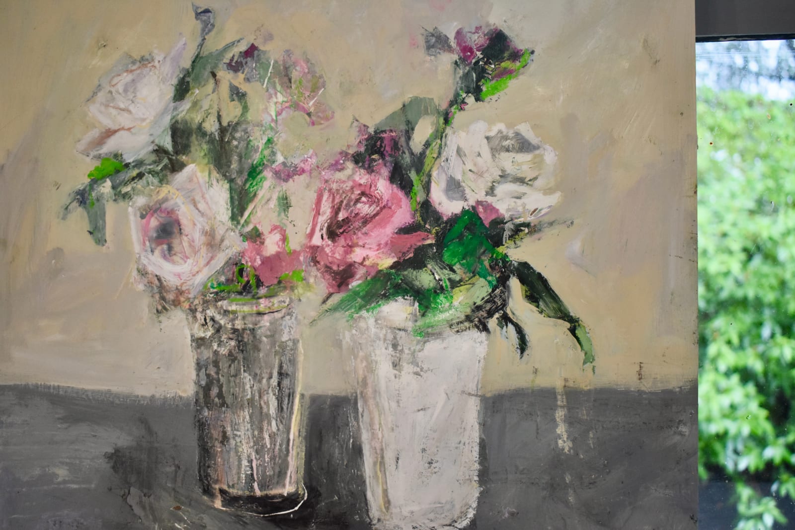 Cate West Zahl, Two Spring Arrangements (Roses), 2025