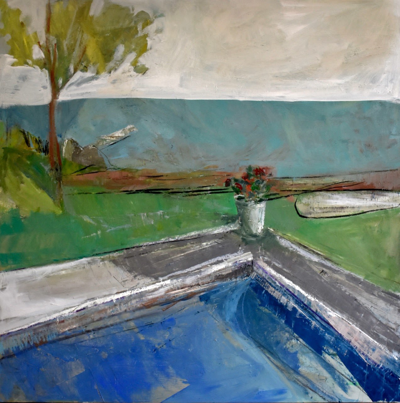 Cate West Zahl, Pool by the Chesapeake, 2025