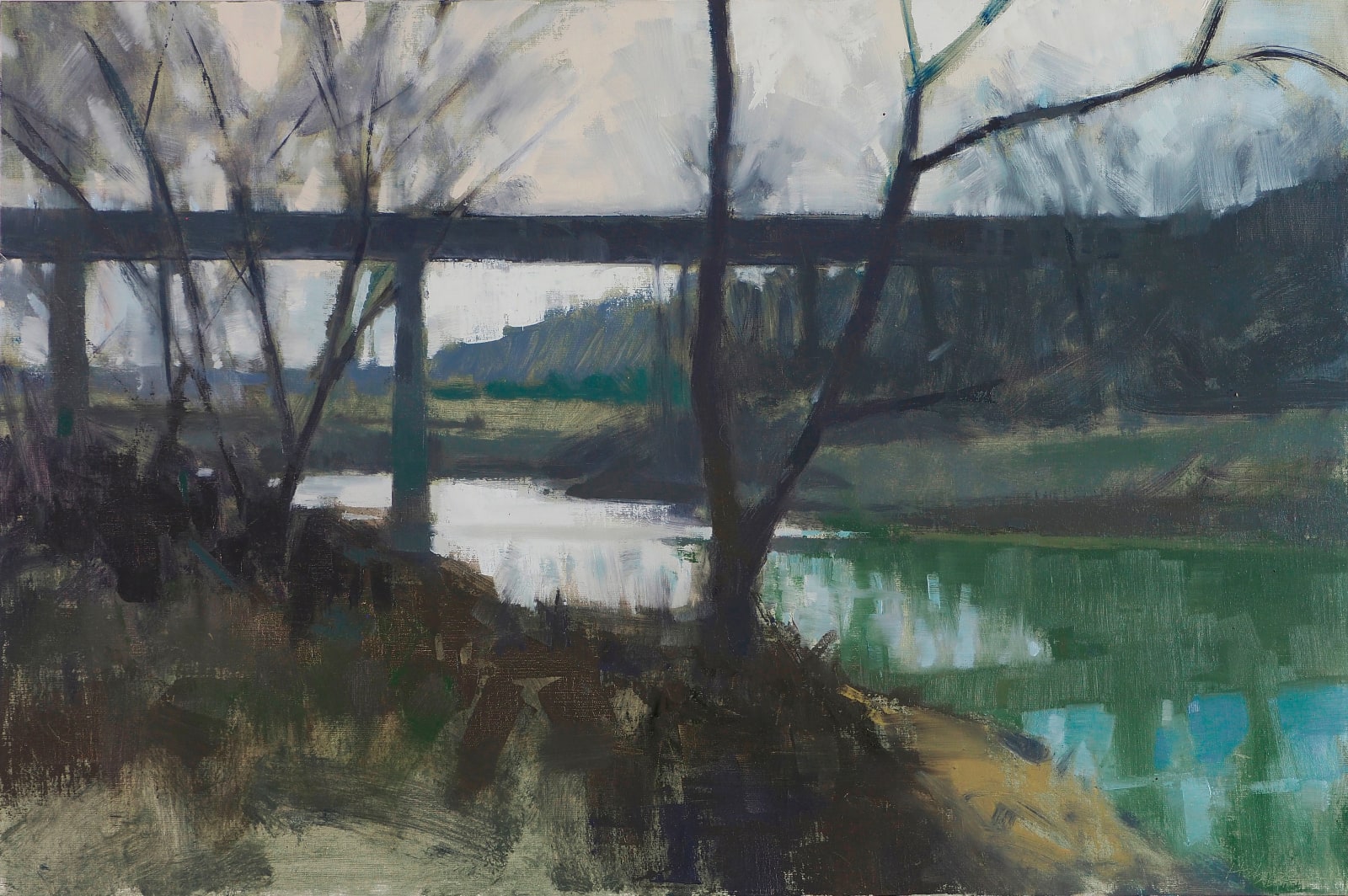 Frank Hobbs, Highway Bridge and River, Winter
