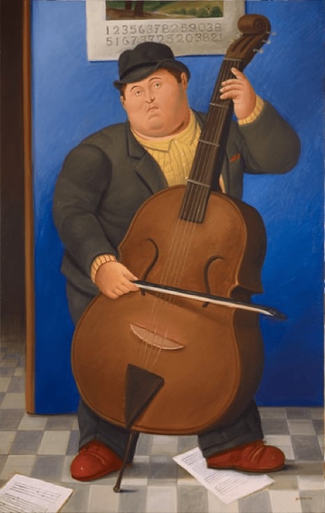 Fernando Botero, Man playing Contrabass, 1999