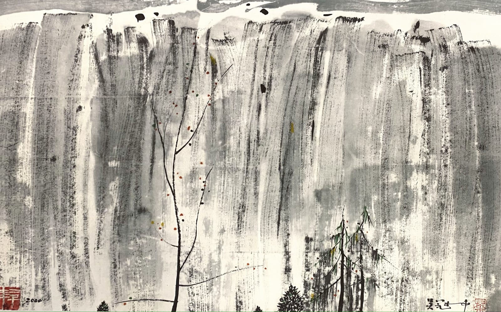 Wu Guanzhong 吳冠中, Waterfalls of the Jiuzhai Gully 九寨溝瀑布, 2000