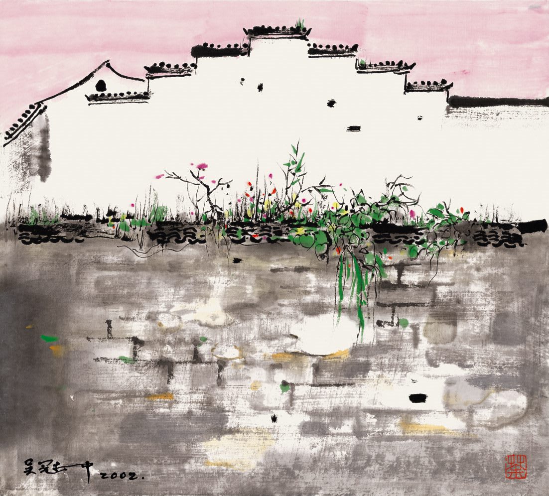 Wu Guanzhong 吳冠中, Grass on the Wall 墻頭草, 2002