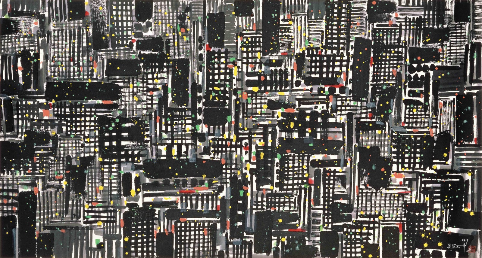 Wu Guanzhong 吳冠中, Night of a Metropolis II 都市之夜（二） , 1997