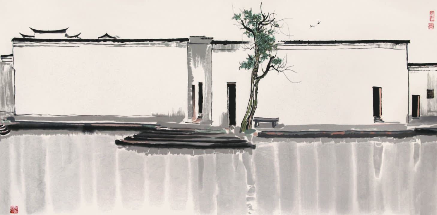 Wu Guanzhong 吳冠中, A Pair of Swallows 雙燕, 1981