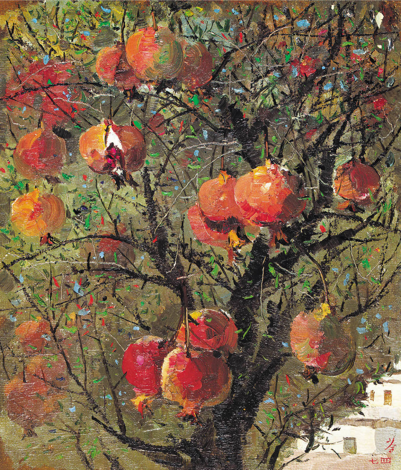 Wu Guanzhong 吳冠中, Pomegranates 石榴 , 1974