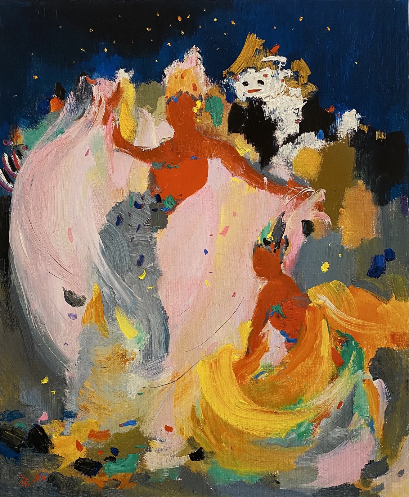 Wu Guanzhong 吳冠中, The Night Dance of Indonesia 印尼夜舞, 1994