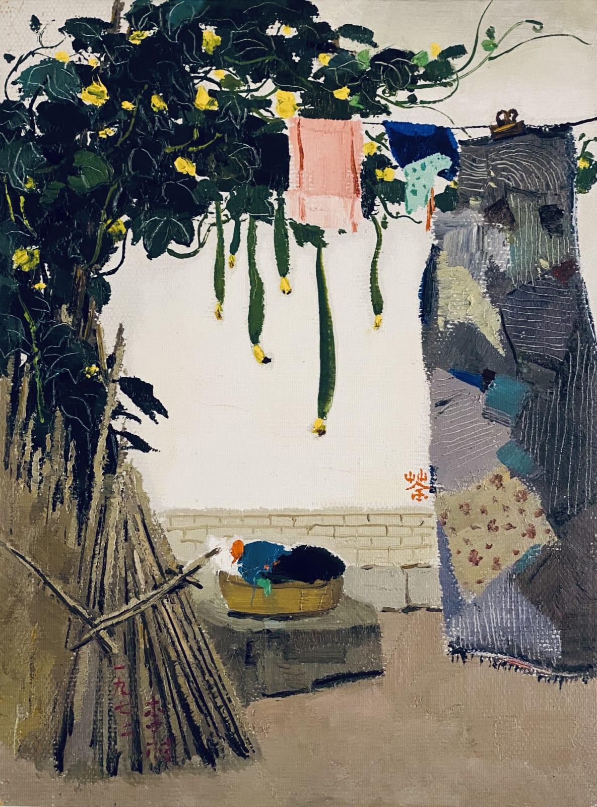 Wu Guanzhong 吳冠中, Loofah Fruits 絲瓜, 1972