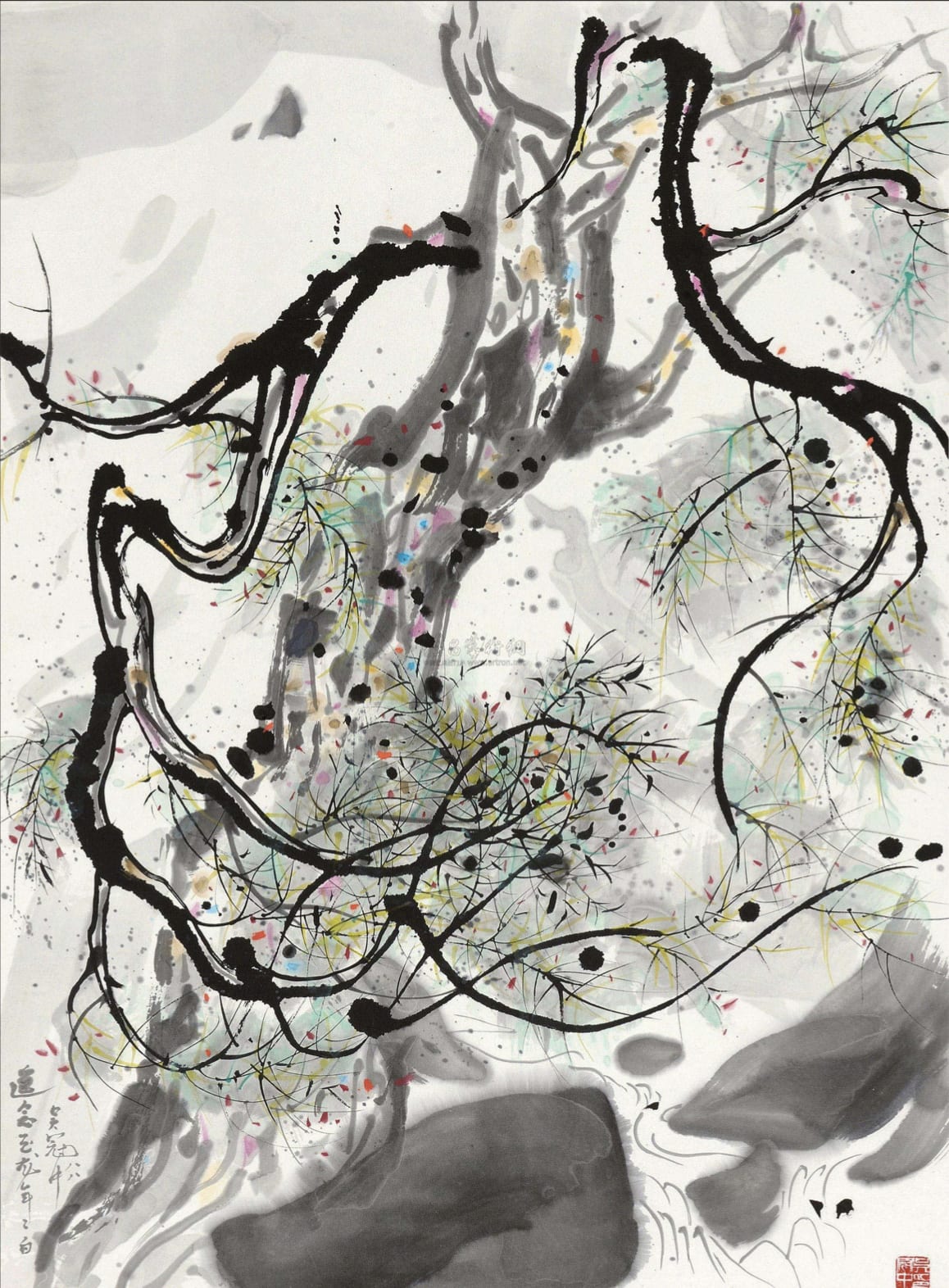 Wu Guanzhong 吳冠中, Memories of the Yulong Mountains from a Distance 遙念玉龍, 1988