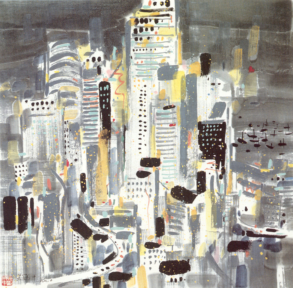 Wu Guanzhong 吳冠中, Night of Hong Kong 香港之夜, 1990