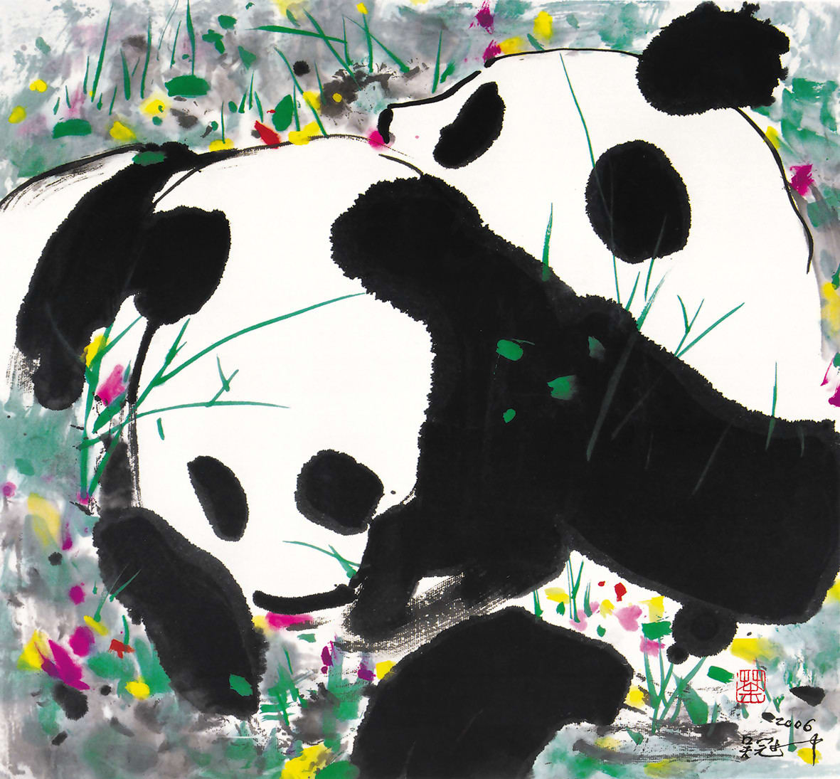 Wu Guanzhong 吳冠中, Pandas 熊猫, 2006