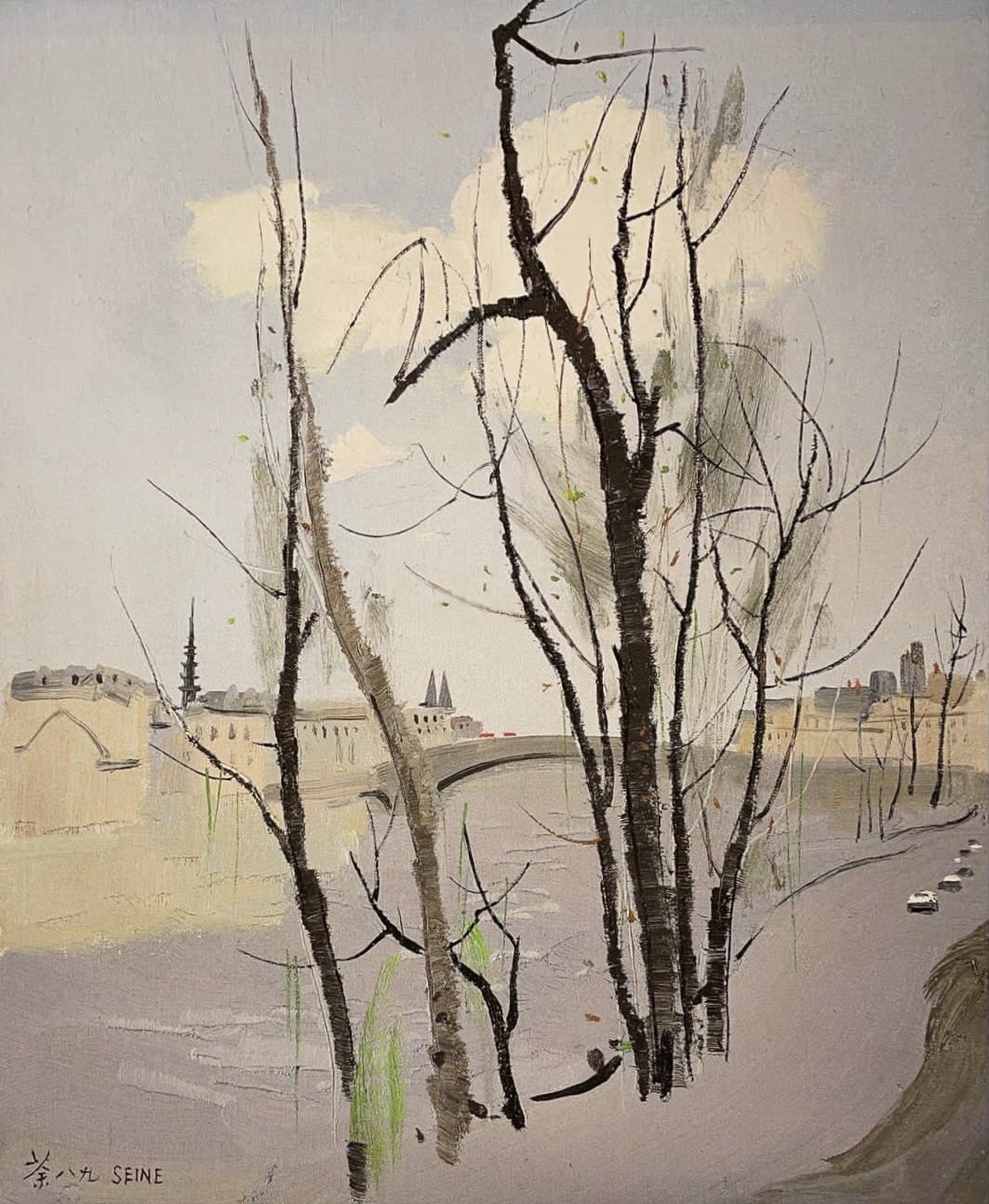 Wu Guanzhong 吳冠中, The Shore of the Seine River 塞納河岸, 1989