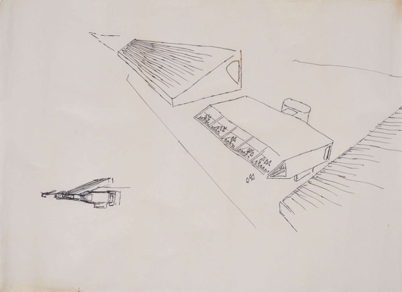 Oscar Niemeyer, Ensemble de 12 dessins - Étude pour le Sambodromo - RJ, c. 1980