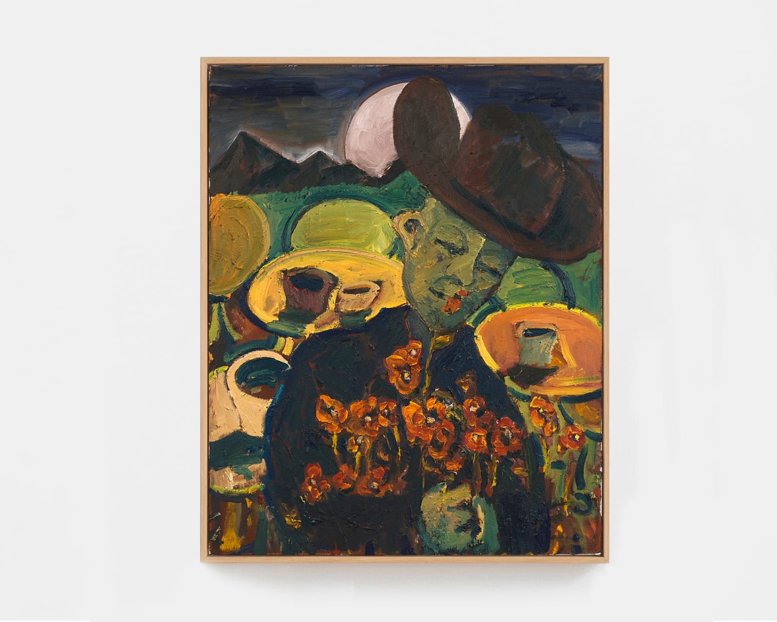 Ken Taylor Reynaga, Man with Flowers (full moon), oil on canvas, Brigade Gallery