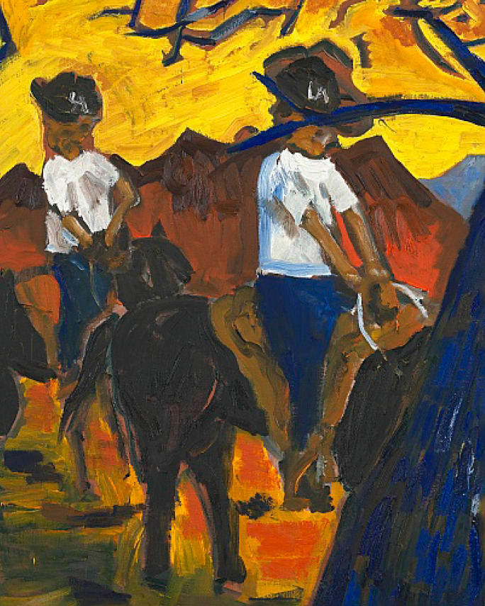 Ken Taylor Reynaga, El Karma, oil painting, Brigade Gallery