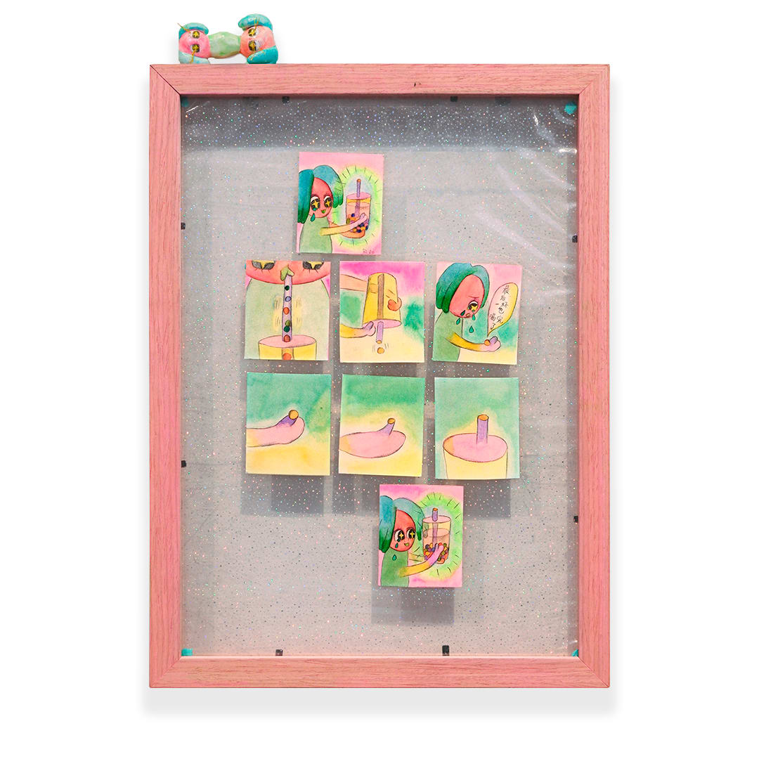 Nhozagri, a cup of bubble tea, 2018, Shown by Brigade Gallery in Copenhagen, Denmark.