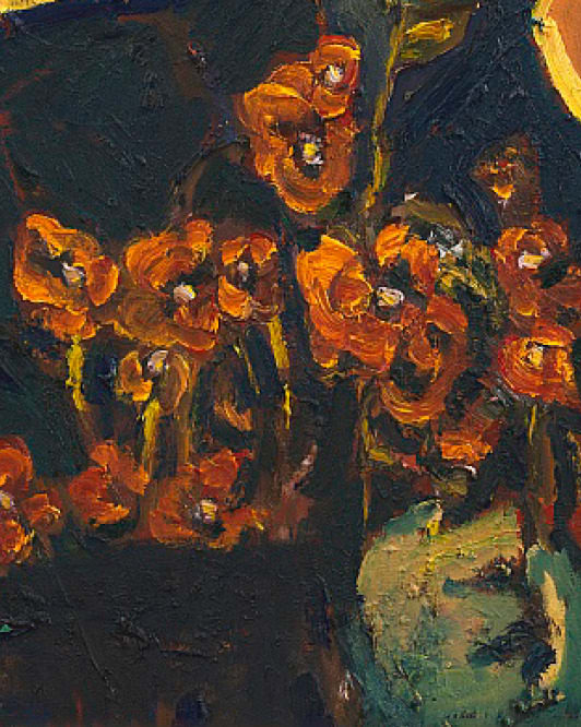 Ken Taylor Reynaga, Man with Flowers (full moon), oil on canvas, Brigade Gallery