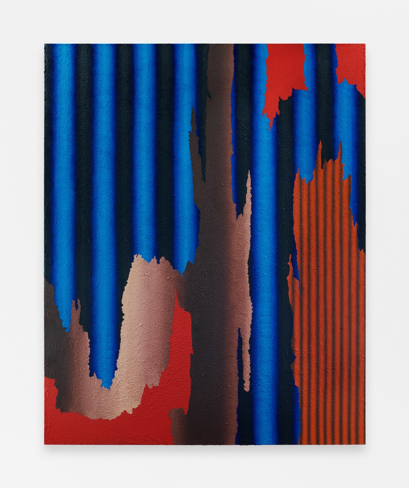Kevin Lowenthal, Cerulean, reclaimed nude, molybdate orange curtain, 2026