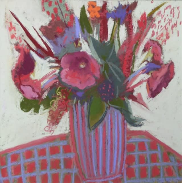 Sue Campion, Autumn Flowers in the Striped Pot