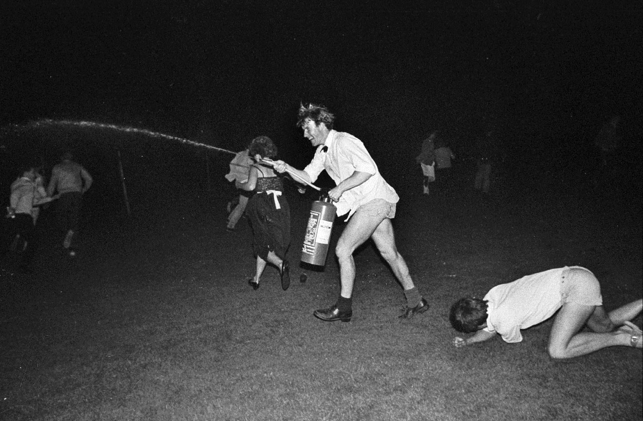 Dafydd Jones, Cambridge during rowing celebration, 1984