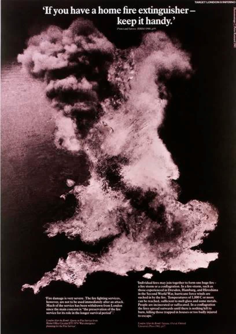 Peter Kennard, Target London. (If you have a home fire extinguisher), 1985