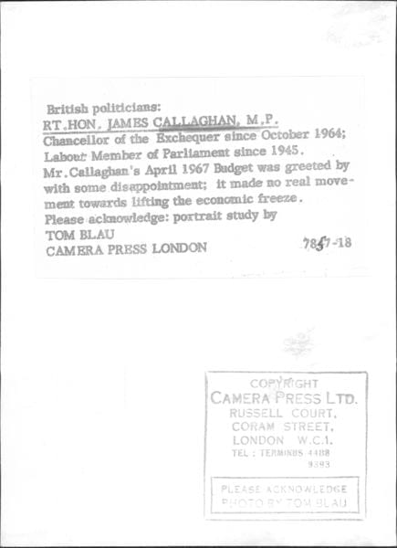 Tom Blau, James Callaghan MP, 1967