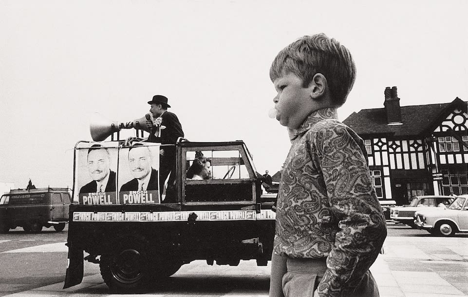 Paul Hill, Enoch Powell and Bubble Gum Boy, Wolverhampton, 1970