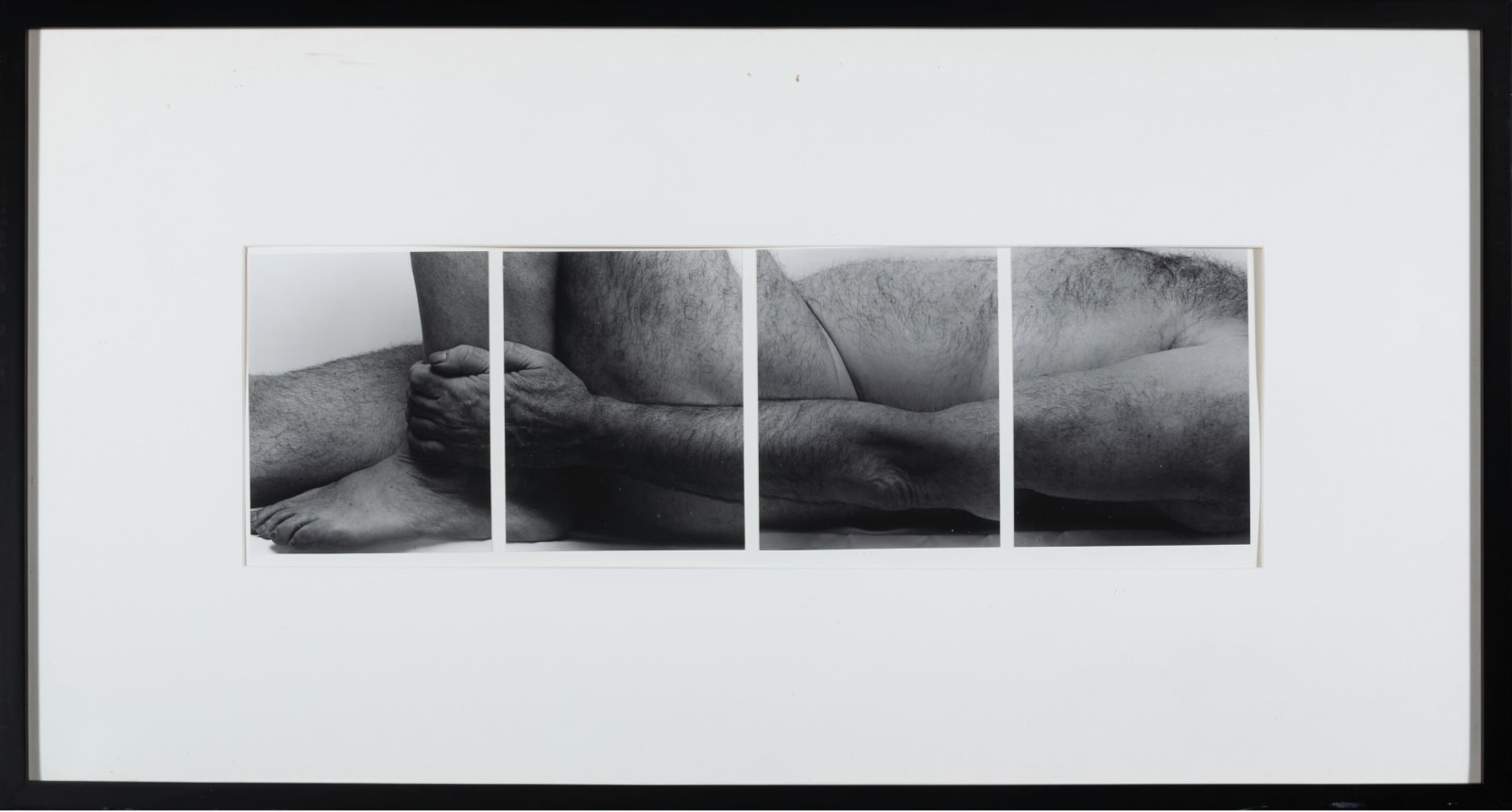 John Coplans, Self Portrait, Lying Figure, Holding Leg, Four Panels (polyptych), 1990