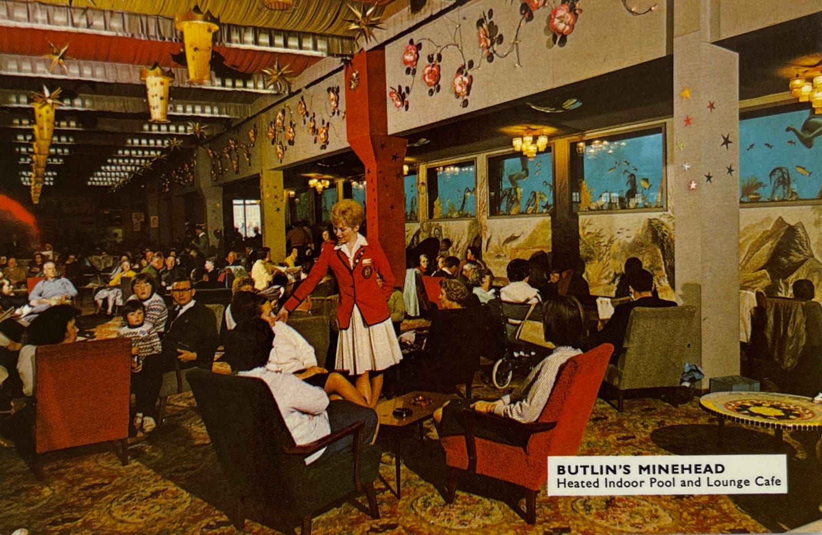 John Hinde Studio, Butlin's Minehead: Heated Indoor Pool and Lounge Cafe, 1968