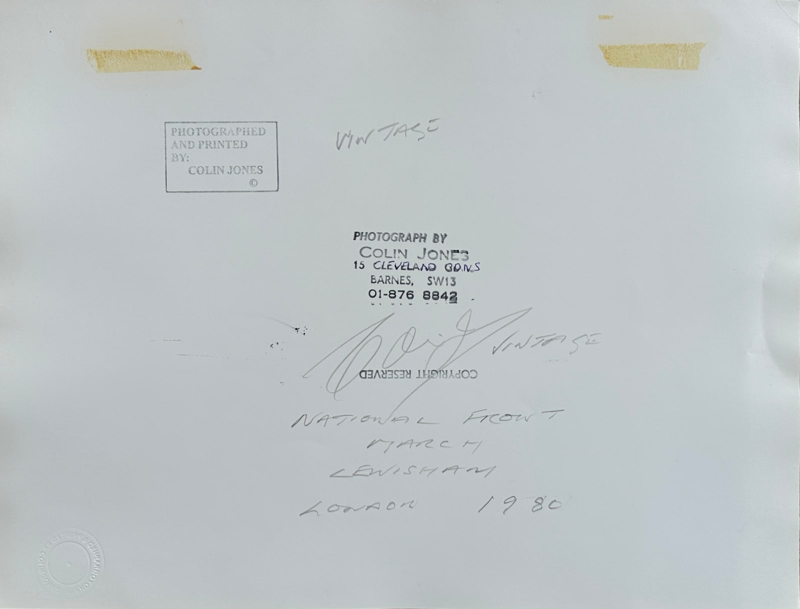 Colin Jones, National Front March, Lewisham, London, 1980