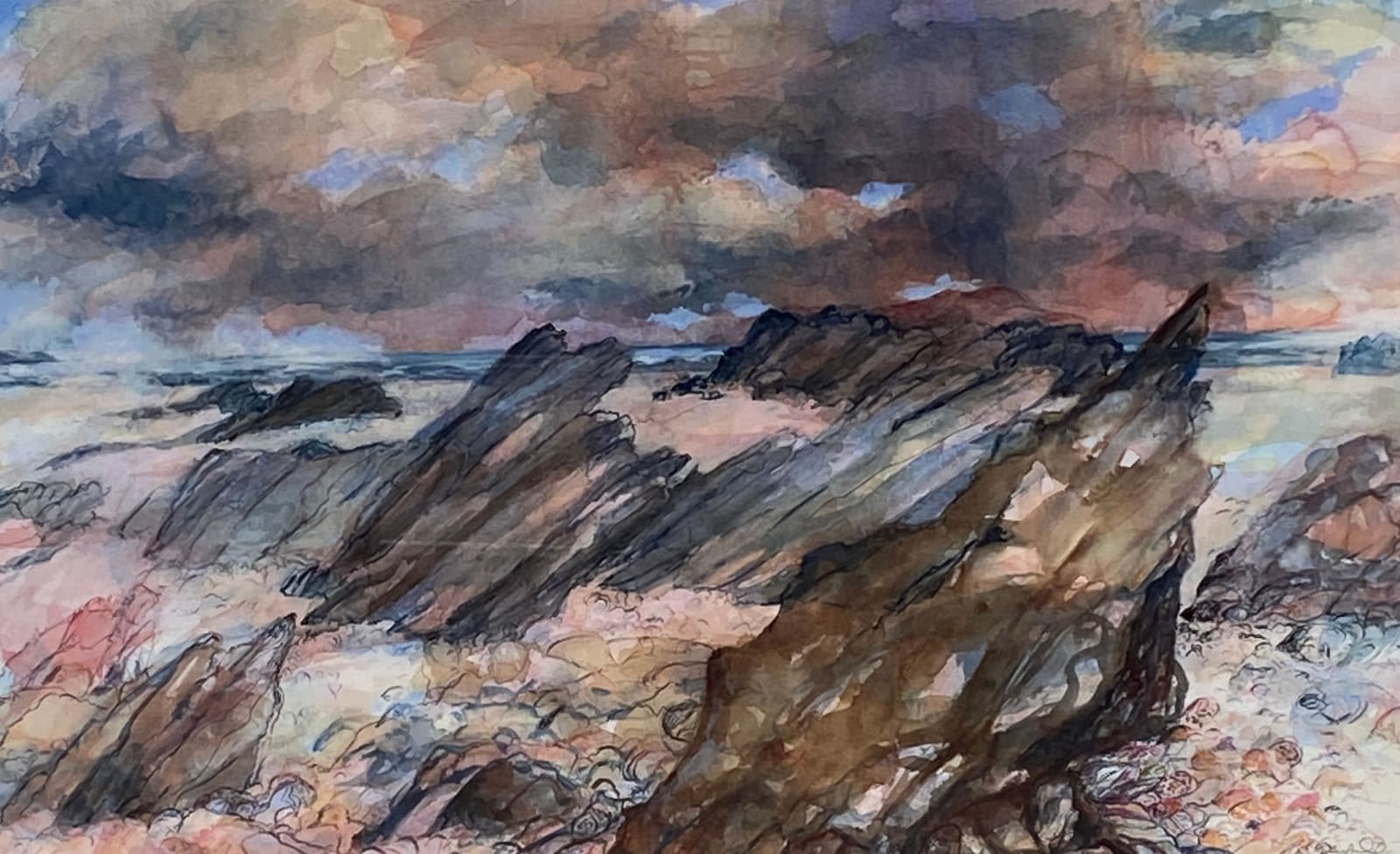 Pat Semple RSW, Rocks at Caraputchehan, Kintyre