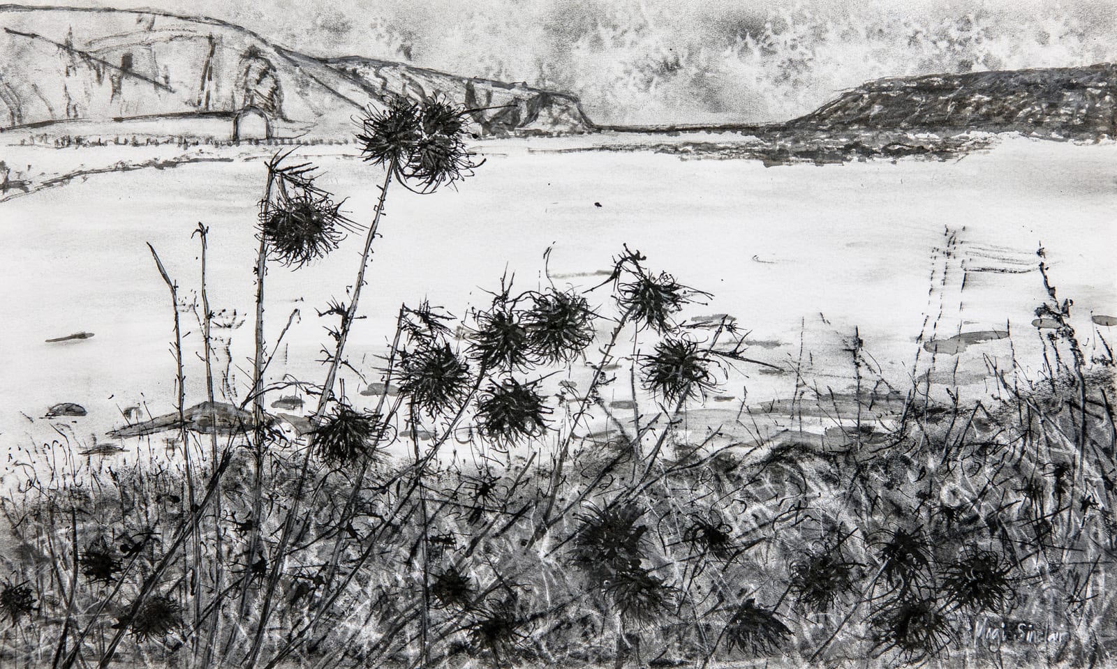 Magi Sinclair, FROZEN POOL AND BLACK THISTLES , DUNBEATH.