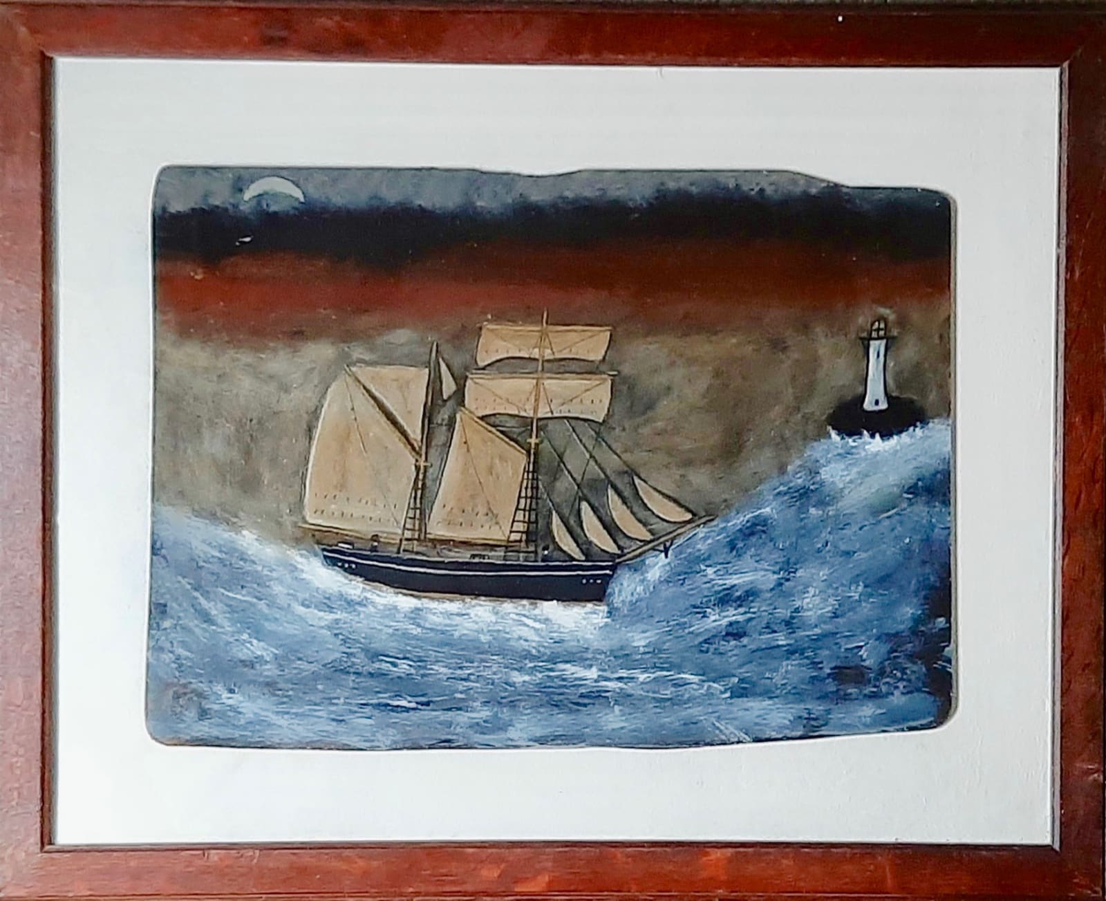 Max Wildman, Topmast Schooner approaching Lighthouse