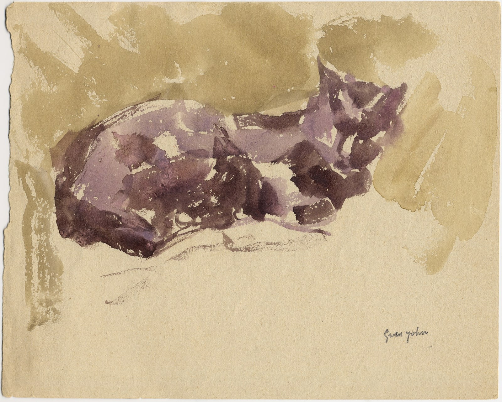 GWEN JOHN, Sleeping black cat, facing right