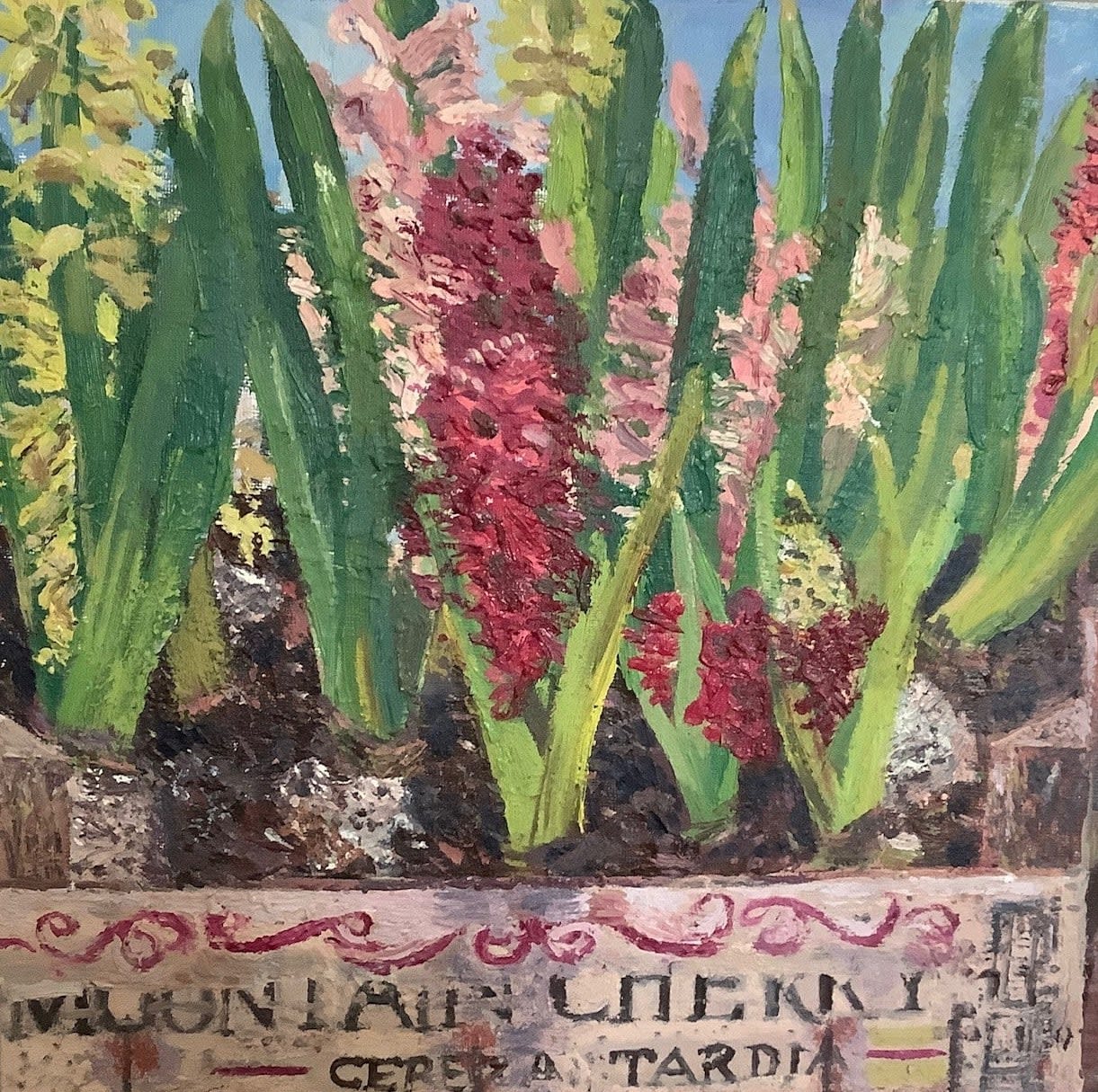 SUSAN WILSON, Cereza Tardia - The Mountain Cherry box from Spain with Hyacinths, 2020