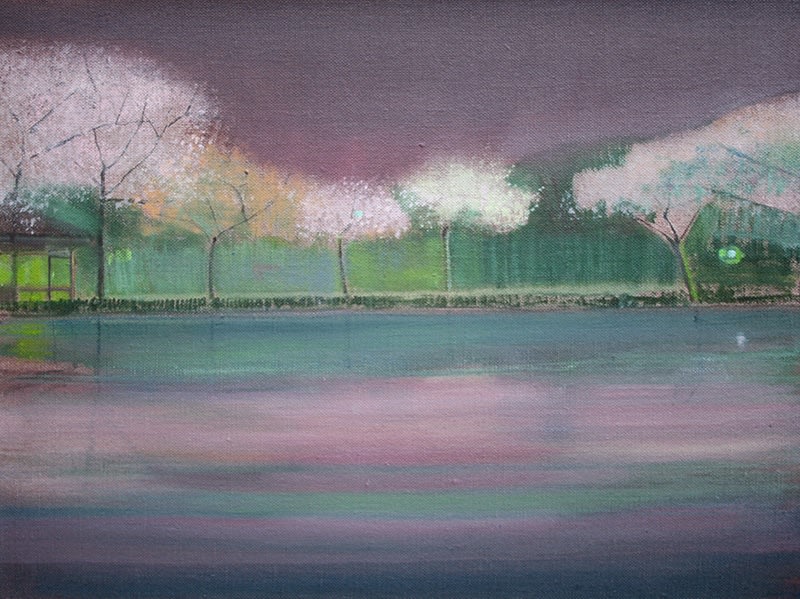THOMAS LAMB, Blossom Trees beside Lake