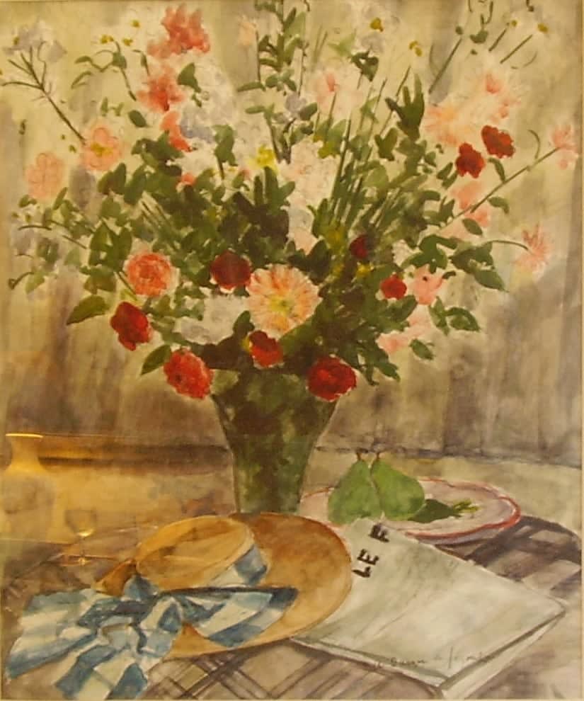 ANDRE DUNOYER DE SEGONZAC, Vase de fleurs et chapeau