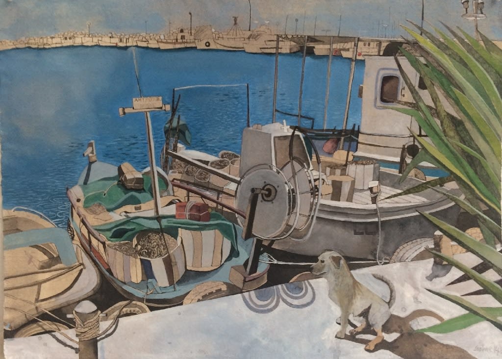 SOPHIE CHARALAMBOUS, Dog by the Boats, 2014