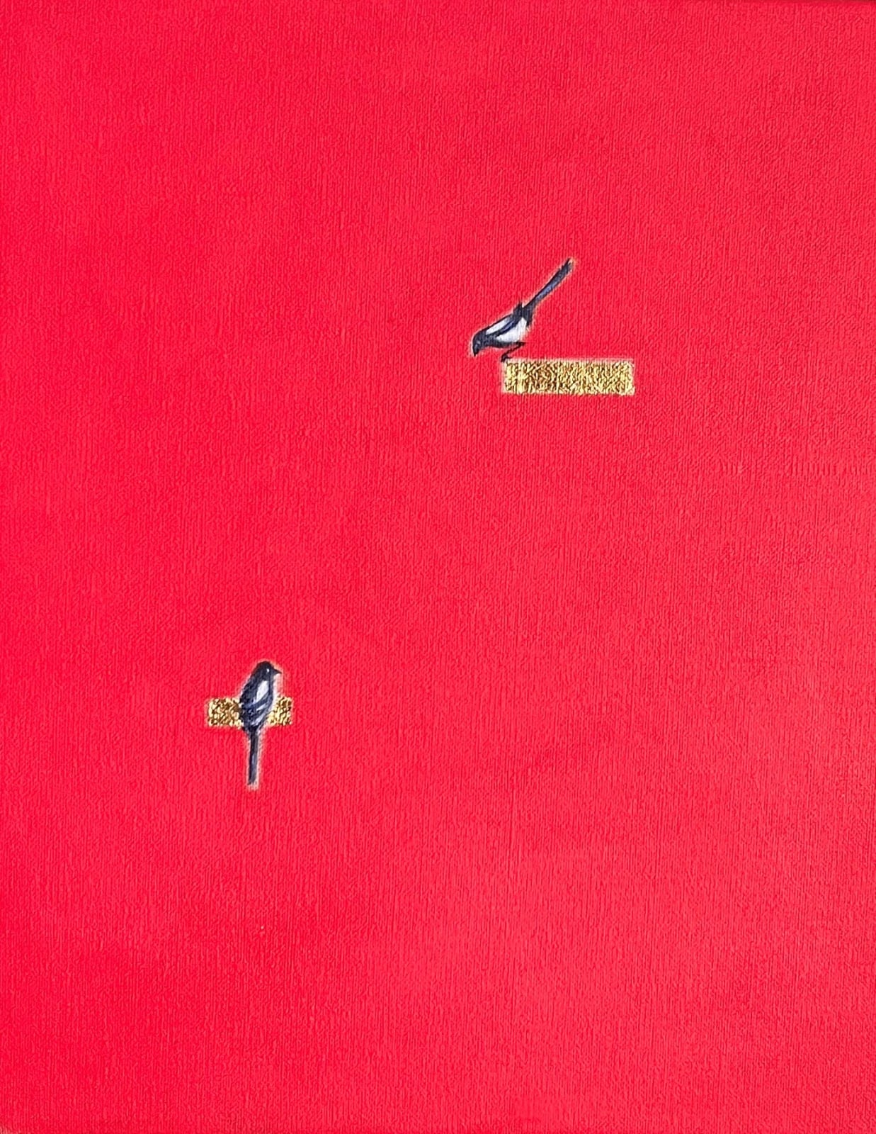 SOPHIE THYNNE, Two Magpies on Red and Gold